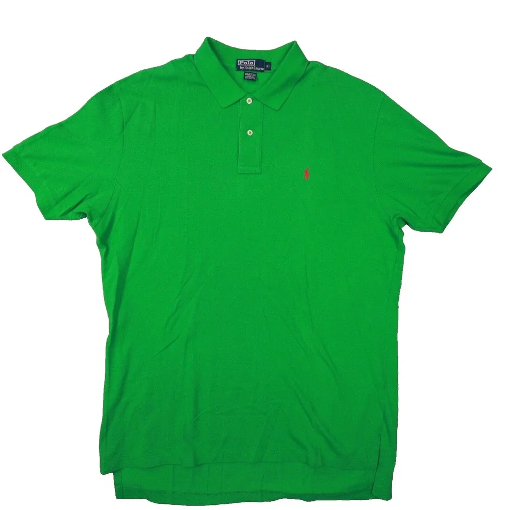 Polo Ralph Lauren Men's Vintage Green Short Sleeve Polo Shirt size‎ XL